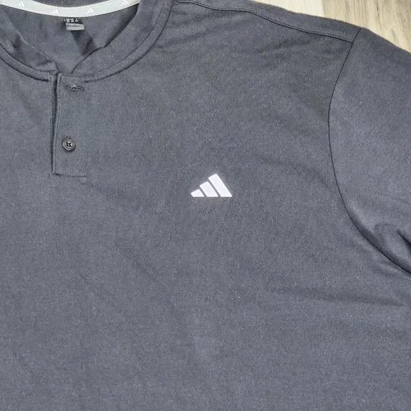 Adidas Polo Men's 2XL Black Go-To Henley Short Sleeve New - Picture 3 of 10